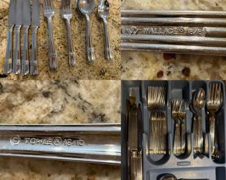 Wallace Chardonnay Stainless with Gold Accents & Towle Stainless Flatware 