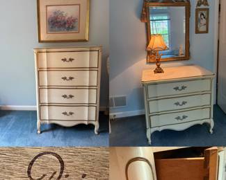 Dixie Furniture vintage 1970s Honey Gulfrancs French Provincial 3-drawer dresser & 4 Drawer Chest of Drawers 