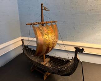  vintage mid-century Viking longboat crafted in Copenhagen, Denmark