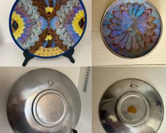  Brazilian Real Butterfly Wing Mandala Plaque Blue Morpho Wall Art Vintage 