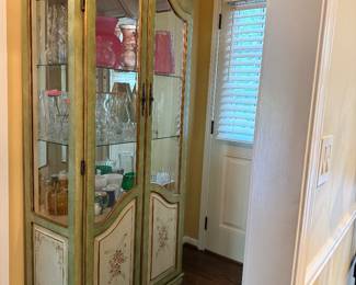 French Provincial Hand Painted Curio Cabinet 