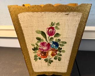 Italian Florentine wooden wastebasket 