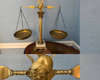 Vintage Brass & Marble Scales of Justice 