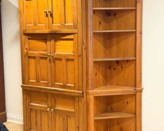 Pine Modular Entertainment Center with Side Display/Bookcases