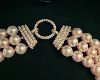 Triple Strand Akoya Pearls with 18k white gold and diamond clasp