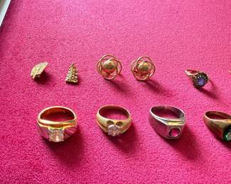 10 and 14 karat gold rings / earrings 