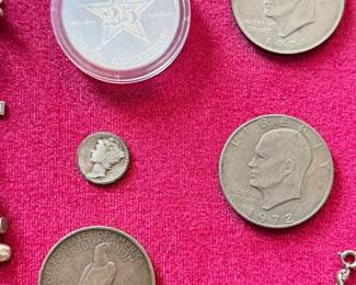 Mercury dime,  peace dollar, Jefferson dollars
