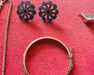 sterling, silver, and lapis clip on earrings