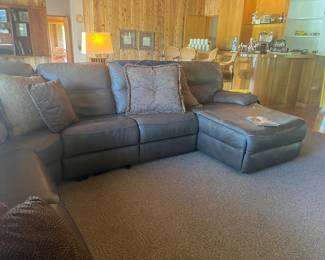 Macy's Leather Sectional with Recliner