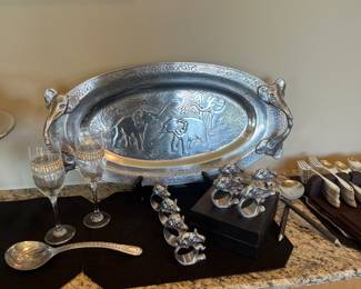 Arthur Court Elephant Tray  Elephant Napkin Rings