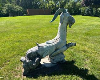 Antique Hand Carved Yard Goat