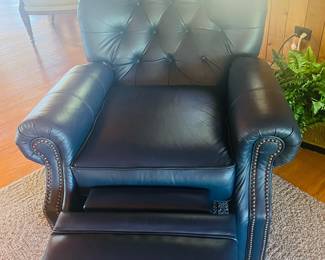Barcalounger Navy Blue Leather Recliner
