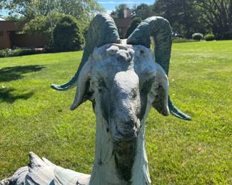 Antique Hand Carved Yard Goat