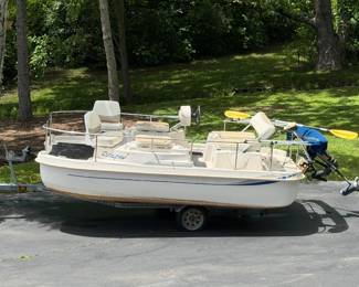 13 foot Escape Cruz Electric Pontoon Boat + Genesis Trailer