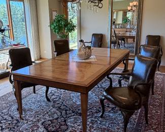 EJ Victor Empire Neoclassical Cherry&Burl Dining Table 3 leaves