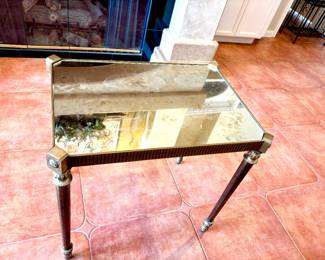 Neoclassical eglomise mirror top side table