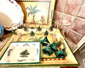 Spode plate/Xmas glasses