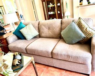 Plush grey fabric sofa