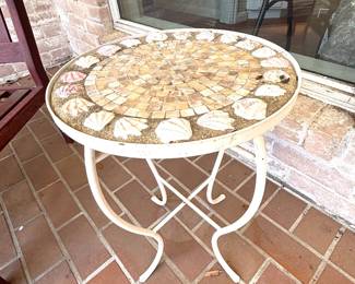 Mosaic and seashell patio table
