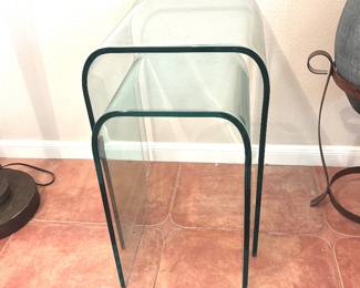 Stylish MCM waterfall glass nesting tables