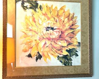 Custom framed yellow dahlia