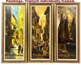 Lot 539 3pcs Henryk Dzienczarski Oil Paintings. Triptych individually framed. 