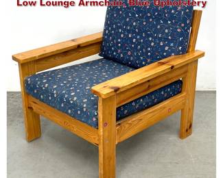 Lot 450 Swedish MidCentury Modern Pine Low Lounge Armchair, Blue Upholstery