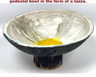 Lot 27 Large contemporary studio pottery pedestal bowl in the form of a tazza.