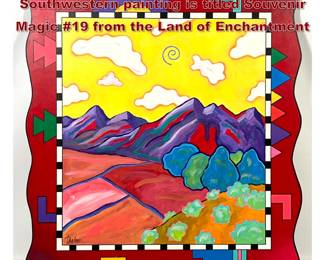 Lot 208 TAVLOS Contemporary Southwestern painting is titled Souvenir Magic 19 from the Land of Enchantment 