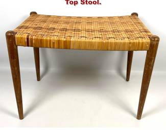 Lot 292 Danish Modern Teak Woven Top Stool. 