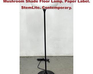 Lot 519 DESIGNLINE Black Base Glass Mushroom Shade Floor Lamp. Paper Label. StemLite. Contemporary.