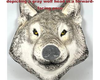 Lot 44 Decorative Pottery wall sculpture depicting a gray wolf head in a forwardfacing pose