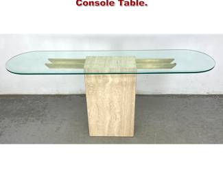Lot 392 Artedi Glass Top Travertine Sofa Console Table. 