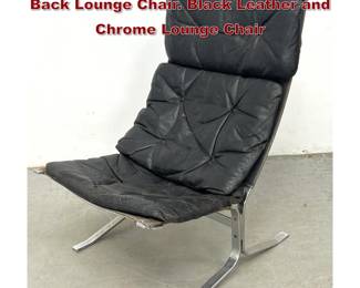 Lot 398 Ingmar Relling Siesta Style Tall Back Lounge Chair. Black Leather and Chrome Lounge Chair