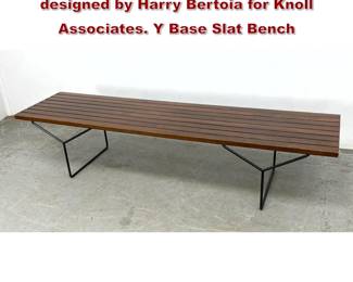 Lot 202 Early Vintage Model 400 slat bench designed by Harry Bertoia for Knoll Associates. Y Base Slat Bench
