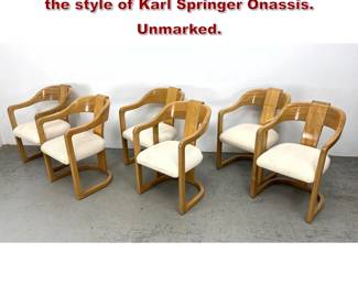 Lot 445 Set of 6 Decorator Dining Chairs in the style of Karl Springer Onassis. Unmarked.