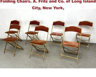 Lot 405 Set 7 Vintage Velvet and Metal Folding Chairs. A. Fritz and Co. of Long Island City, New York,
