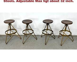 Lot 443 Set 4 Industrial Style Swivel Bar Stools. Adjustable Max hgt about 32 inch. 