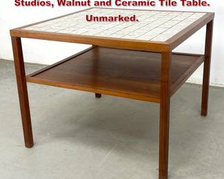 Lot 122 Gordon and Jane Martz for Marshall Studios, Walnut and Ceramic Tile Table. Unmarked. 