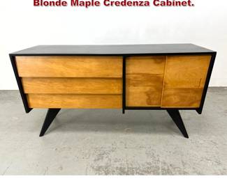 Lot 309 Russell Spanner Black Lacquer and Blonde Maple Credenza Cabinet. 