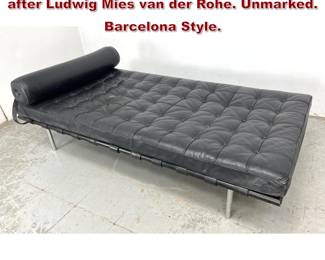 Lot 467 Black Tufted Leather and Daybed after Ludwig Mies van der Rohe. Unmarked. Barcelona Style. 