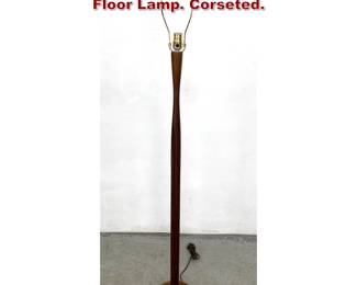 Lot 154 Vintage Laurel Danish Modern Teak Floor Lamp. Corseted. 