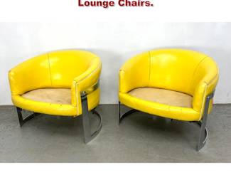 Lot 376 Pair Baughman Style Flat Chrome Lounge Chairs. 
