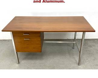 Lot 355 Paul McCobb Writing Desk. Walnut and Aluminum. 