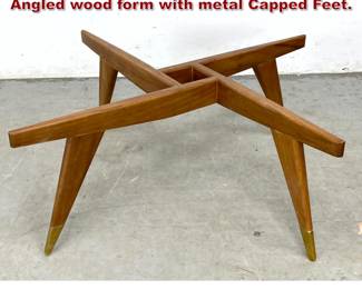 Lot 240 Gio Ponti Style Coffee Table Base. Angled wood form with metal Capped Feet. 