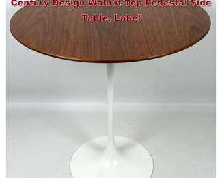 Lot 163 Eero Saarinen Knoll Studio Mid Century Design Walnut Top Pedestal Side Table, Label