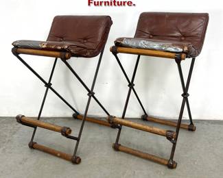 Lot 429 Pair Cleo Baldon Bar Stools for Terra Furniture. 