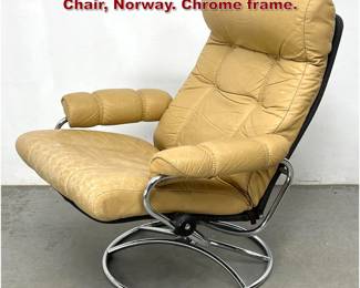 Lot 353 Ekornes Stressless Leather Lounge Chair, Norway. Chrome frame. 