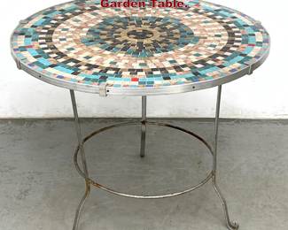 Lot 132 Mosaic Tile Top Occasional Garden Table. 