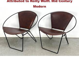 Lot 406 Pair Leather Sling Lounge Chairs Attributed to Reilly Wolff. Mid Century Modern